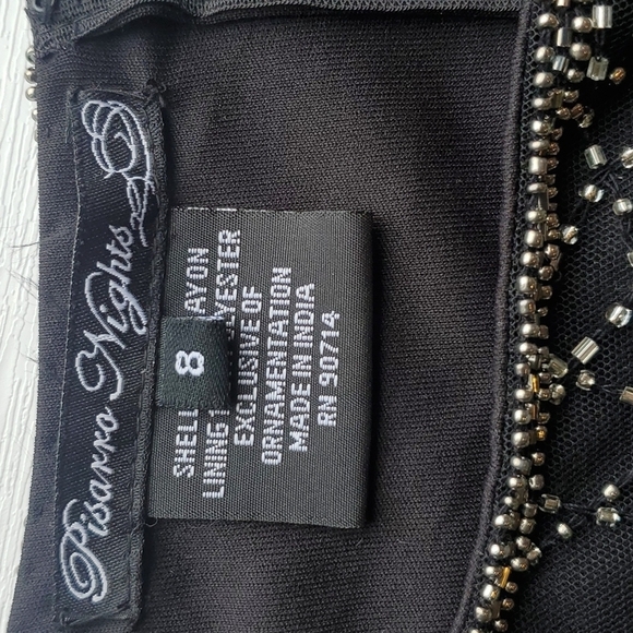 Pisarro Nights Black Vintage Maxi Beaded Sequin Gown 8 - Picture 3 of 8